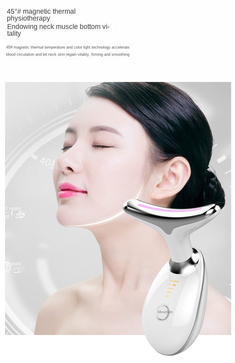 Red - Light - Therapy - for - Face and Neck, Red Light Therapy Wand, 3 Color Led Face Neck Massager for Skin Tightening, Face Lift, Wrinkle Removal, White - 7DAY'S
