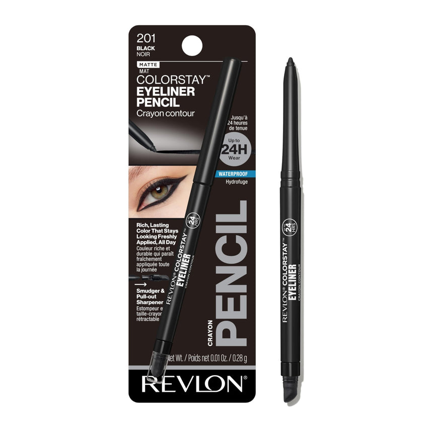 Revlon ColorStay Pencil Waterproof Eyeliner, Smudge - Proof, Eye Makeup with Built - In Sharpener, 202 Black Brown, 0.01 oz - 7DAY'S