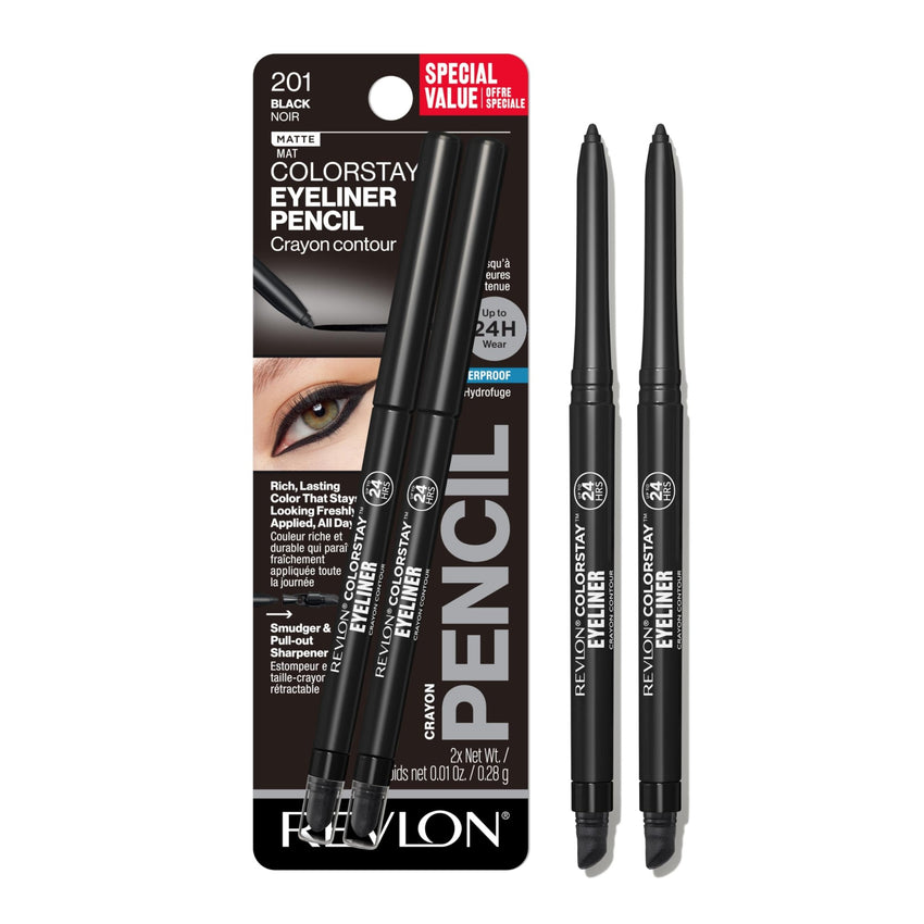 Revlon ColorStay Pencil Waterproof Eyeliner, Smudge - Proof, Eye Makeup with Built - In Sharpener, 202 Black Brown, 0.01 oz - 7DAY'S