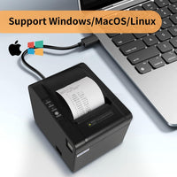 Rongta POS Receipt Printer, 80mm Thermal Printer, ESC/POS, Restaurant Kitchen Printer with Auto Cutter Support Cash Drawer,USB Serial Ethernet Receipts Printer for Small Business (RP326 - USE) - 7DAY'S