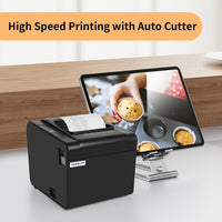 Rongta POS Receipt Printer, 80mm Thermal Printer, ESC/POS, Restaurant Kitchen Printer with Auto Cutter Support Cash Drawer,USB Serial Ethernet Receipts Printer for Small Business (RP326 - USE) - 7DAY'S
