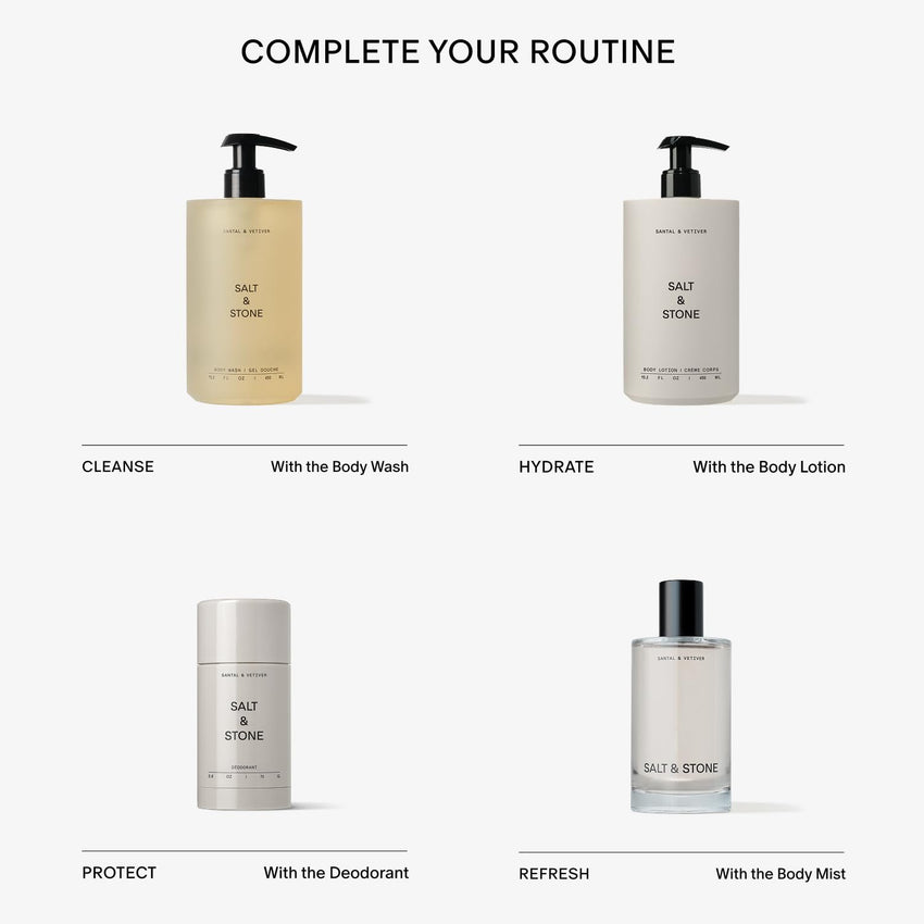 SALT & STONE Aluminum Free Deodorant | Extra Strength 48 Hour Protection for Women & Men | Made with Seaweed Extracts, Shea Butter & Prebiotics (Santal & Vetiver) - 7DAY'S