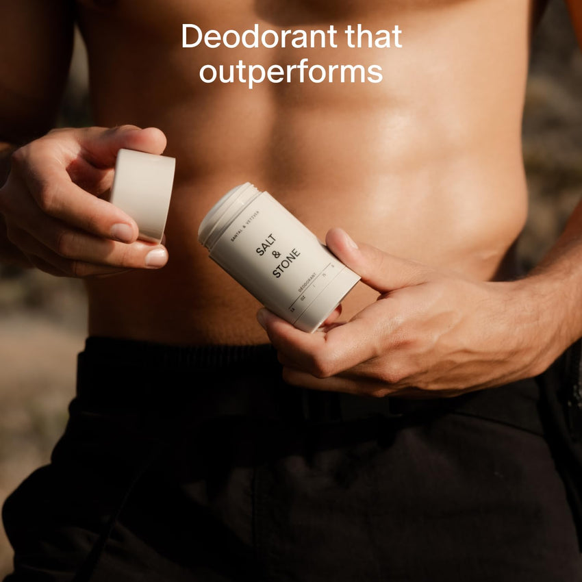 SALT & STONE Aluminum Free Deodorant | Extra Strength 48 Hour Protection for Women & Men | Made with Seaweed Extracts, Shea Butter & Prebiotics (Santal & Vetiver) - 7DAY'S