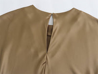 Satin Party Evening Women Midi Dress Elegant Keyhole Back A - Line Robe Sleeveless Female Long Dresses - 7DAY'S