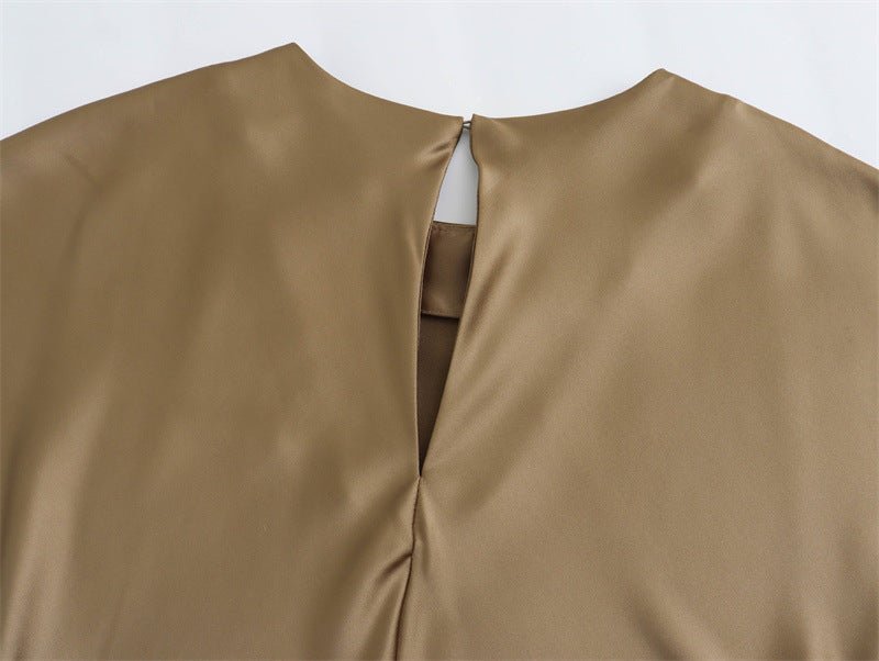 Satin Party Evening Women Midi Dress Elegant Keyhole Back A - Line Robe Sleeveless Female Long Dresses - 7DAY'S