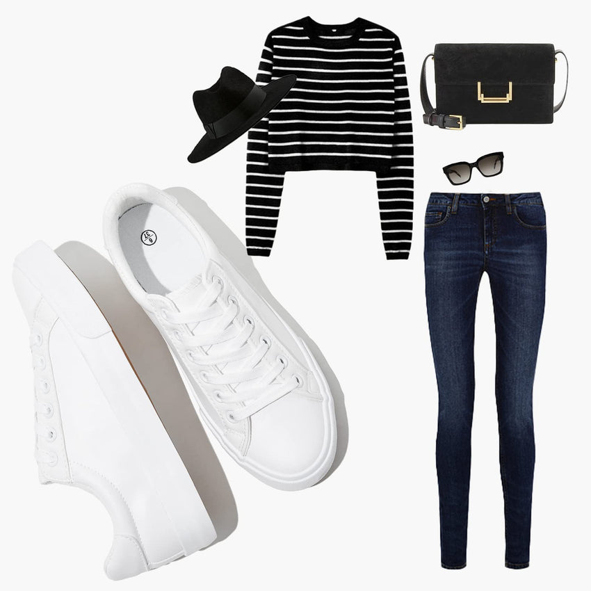 SERNIAL Womens White Tennis Shoes PU Leather Sneakers Casual Walking Shoes for Women - 7DAY'S