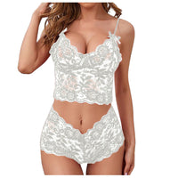 Sexy Women Lingerie Set Thin Lace Flower Printed Underwear Suit Female Adjustable Shoulder Strap Triangle Cup Bralettle - 7DAY'S