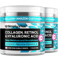 SimplyVital Collagen, Retinol & Hyaluronic Acid Cream - Anti - Aging Face Moisturizer for Face, Firming Skin Care Neck & Décolleté - Made in USA, Daily Moisturizer Face Cream Day & Night - 1.7 fl.oz. - 7DAY'S