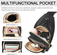 Sling Bag For Women, Leather Fanny Pack With Detachable Strap, Crossbody Chest Bag With Anti Theft For Travel(Black And Brown) - 7DAY'S