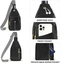 Sling Bag For Women, Leather Fanny Pack With Detachable Strap, Crossbody Chest Bag With Anti Theft For Travel(Black And Brown) - 7DAY'S