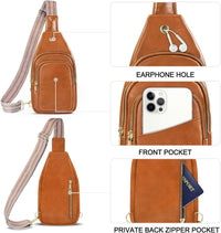 Sling Bag For Women, Leather Fanny Pack With Detachable Strap, Crossbody Chest Bag With Anti Theft For Travel(Black And Brown) - 7DAY'S