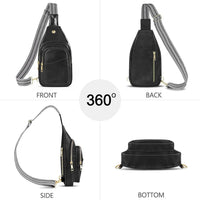 Sling Bag For Women, Leather Fanny Pack With Detachable Strap, Crossbody Chest Bag With Anti Theft For Travel(Black And Brown) - 7DAY'S