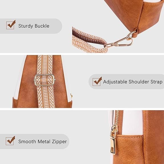 Small Sling Bag for Women Crossbody Bags for Women Trendy Leather Chest Waist Bag Mini Fanny Packs Cross Body Purse for Travel (Style B Off White) - 7DAY'S