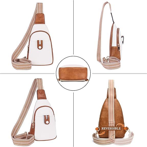 Small Sling Bag for Women Crossbody Bags for Women Trendy Leather Chest Waist Bag Mini Fanny Packs Cross Body Purse for Travel (Style B Off White) - 7DAY'S