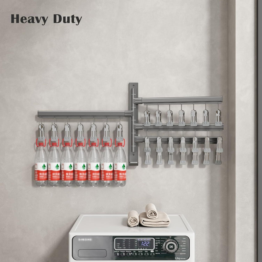 Sock Drying Rack Wall Mounted Rotate Drying Hangers with 28 Clips Laundry Rack for Bra Gloves Hat Baby Cloth Underwear - 7DAY'S