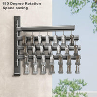 Sock Drying Rack Wall Mounted Rotate Drying Hangers with 28 Clips Laundry Rack for Bra Gloves Hat Baby Cloth Underwear - 7DAY'S