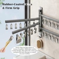 Sock Drying Rack Wall Mounted Rotate Drying Hangers with 28 Clips Laundry Rack for Bra Gloves Hat Baby Cloth Underwear - 7DAY'S