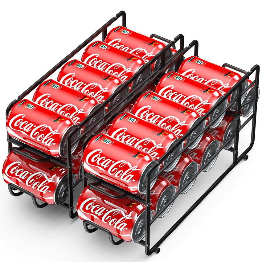 Soda Can Organizer Storage Rack, 2 Pack Stackable Beverage Soda Can Dispenser Organizer Holder for Refrigerator, Cabinet, Pantry - 7DAY'S