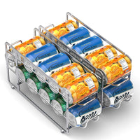 Soda Can Organizer Storage Rack, 2 Pack Stackable Beverage Soda Can Dispenser Organizer Holder for Refrigerator, Cabinet, Pantry - 7DAY'S