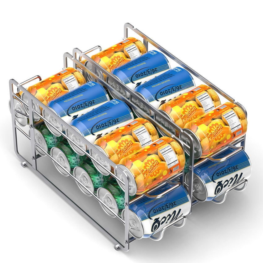 Soda Can Organizer Storage Rack, 2 Pack Stackable Beverage Soda Can Dispenser Organizer Holder for Refrigerator, Cabinet, Pantry - 7DAY'S