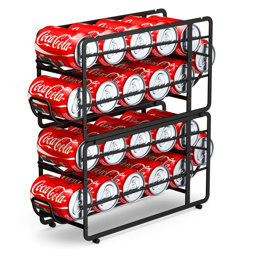 Soda Can Organizer Storage Rack, 2 Pack Stackable Beverage Soda Can Dispenser Organizer Holder for Refrigerator, Cabinet, Pantry - 7DAY'S