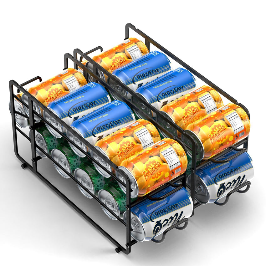 Soda Can Organizer Storage Rack, 2 Pack Stackable Beverage Soda Can Dispenser Organizer Holder for Refrigerator, Cabinet, Pantry - 7DAY'S