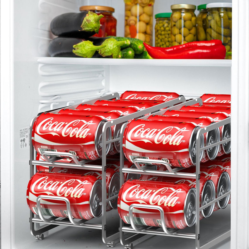 Soda Can Organizer Storage Rack, 2 Pack Stackable Beverage Soda Can Dispenser Organizer Holder for Refrigerator, Cabinet, Pantry - 7DAY'S