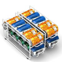 Soda Can Organizer Storage Rack, 2 Pack Stackable Beverage Soda Can Dispenser Organizer Holder for Refrigerator, Cabinet, Pantry - 7DAY'S