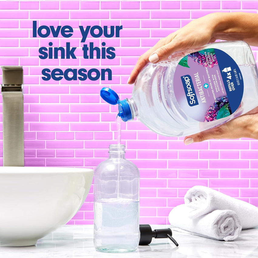 Softsoap Antibacterial Liquid Hand Soap Refill, White Tea & Berry Scented Hand Soap, 50 Ounce(Packaging May Vary) - 7DAY'S