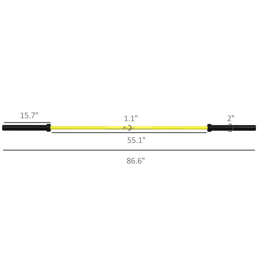 Soozier 7.2ft Weight Bar, Olympic Bar with Rotating Sleeves, Non - Slip Knurling Grip, 1500lbs Weight Capacity, Yellow - 7DAY'S