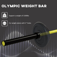 Soozier 7.2ft Weight Bar, Olympic Bar with Rotating Sleeves, Non - Slip Knurling Grip, 1500lbs Weight Capacity, Yellow - 7DAY'S