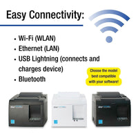 Star Micronics TSP143IIIBi Bluetooth Thermal Receipt Printer for iOS, Android, and Windows with Auto - cutter and Internal Power Supply - Gray - 7DAY'S