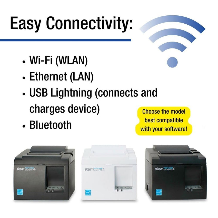 Star Micronics TSP143IIIBi Bluetooth Thermal Receipt Printer for iOS, Android, and Windows with Auto - cutter and Internal Power Supply - Gray - 7DAY'S
