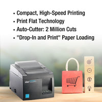 Star Micronics TSP143IIIBi Bluetooth Thermal Receipt Printer for iOS, Android, and Windows with Auto - cutter and Internal Power Supply - Gray - 7DAY'S