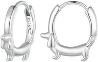 Sterling Silver Dachshund Hoop Earrings, Cute Wiener Dog Huggie Earrings for Women, Pet - Inspired Silver Jewelry Gift(Super good qualiey) - 7DAY'S
