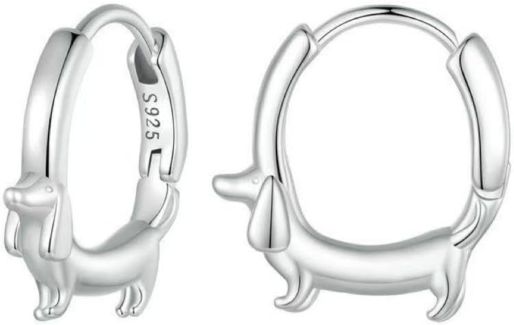 Sterling Silver Dachshund Hoop Earrings, Cute Wiener Dog Huggie Earrings for Women, Pet - Inspired Silver Jewelry Gift(Super good qualiey) - 7DAY'S