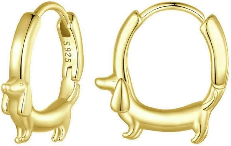 Sterling Silver Dachshund Hoop Earrings, Cute Wiener Dog Huggie Earrings for Women, Pet - Inspired Silver Jewelry Gift(Super good qualiey) - 7DAY'S