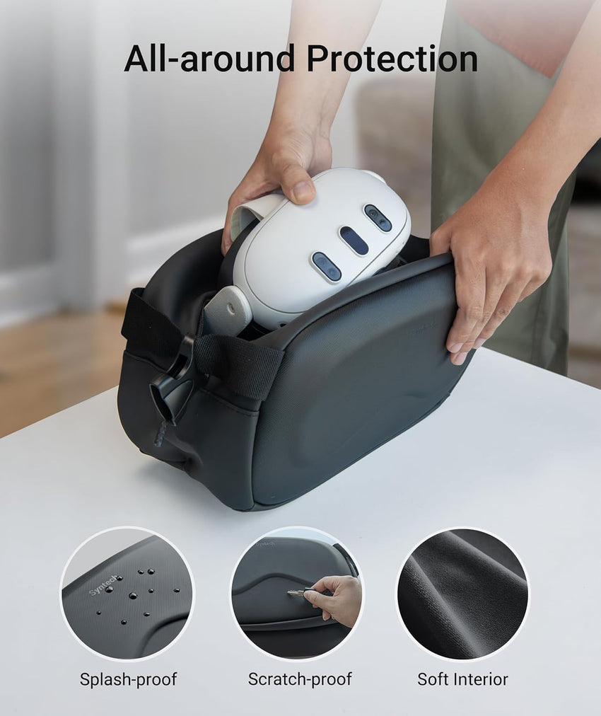 Syntech Carrying Case Compatible with Meta Quest 3S/Quest 3/Oculus Quest 2/Vision Pro, Portable Travel Case with Shoulder Strap for VR Gaming Headset Accessories and Controllers, Crossbody Storage Bag - 7DAY'S