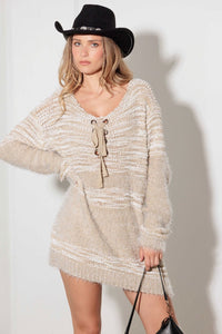 Thinkable Mixed - Stitch Front Tie Sweater Dress - 7DAY'S
