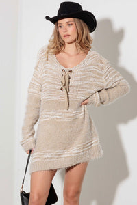 Thinkable Mixed - Stitch Front Tie Sweater Dress - 7DAY'S