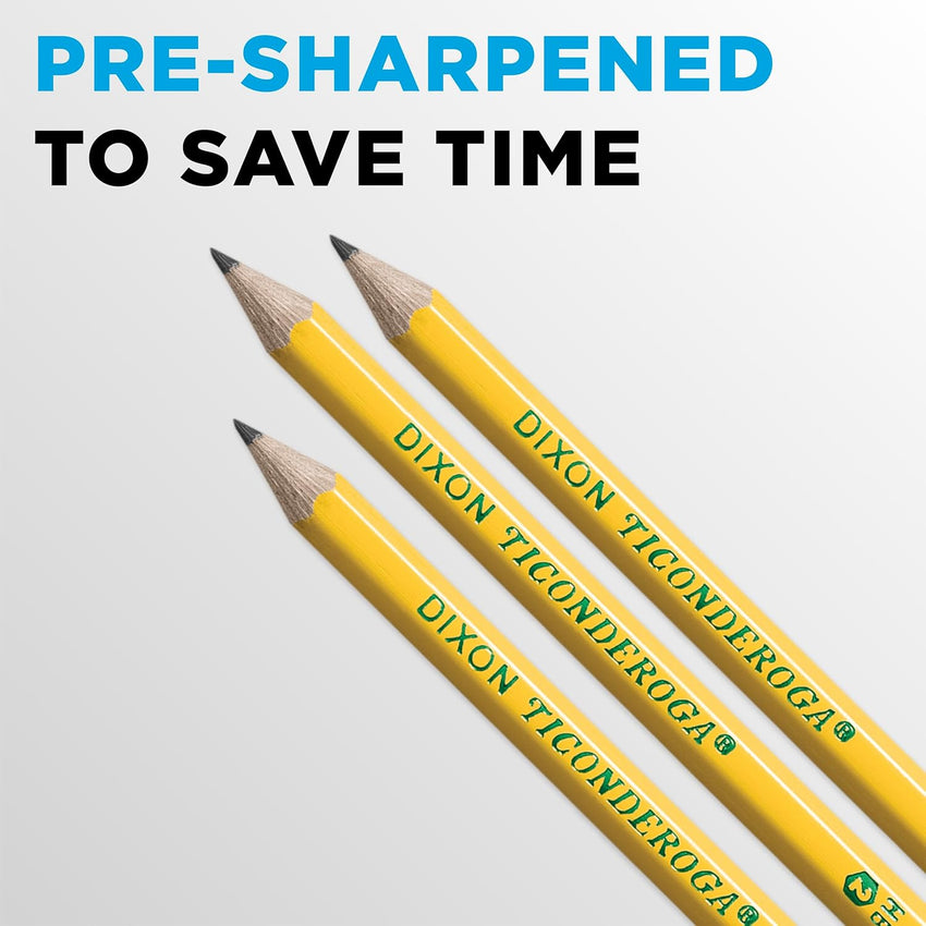 Ticonderoga Wood - Cased Pencils, Pre - Sharpened, 2 HB Soft, Yellow, 30 Count - 7DAY'S