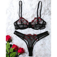 Transparent Underwear Sexy Lingerie Woman Lace Fairy Embroidery Brief Sets Delicate Bra Kit Push Up Breves Sets Thin Erotic Bras - 7DAY'S
