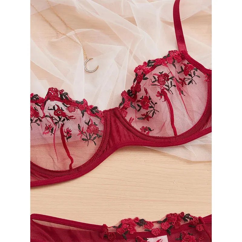 Transparent Underwear Sexy Lingerie Woman Lace Fairy Embroidery Brief Sets Delicate Bra Kit Push Up Breves Sets Thin Erotic Bras - 7DAY'S
