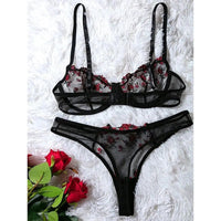 Transparent Underwear Sexy Lingerie Woman Lace Fairy Embroidery Brief Sets Delicate Bra Kit Push Up Breves Sets Thin Erotic Bras - 7DAY'S