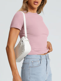 Trendy Queen Womens Basic T Shirts Summer Tops 2025 Crop Short Sleeve Slim Fit Tee Cute Gym Workout Clothes - 7DAY'S