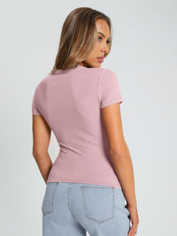 Trendy Queen Womens Basic T Shirts Summer Tops 2025 Crop Short Sleeve Slim Fit Tee Cute Gym Workout Clothes - 7DAY'S