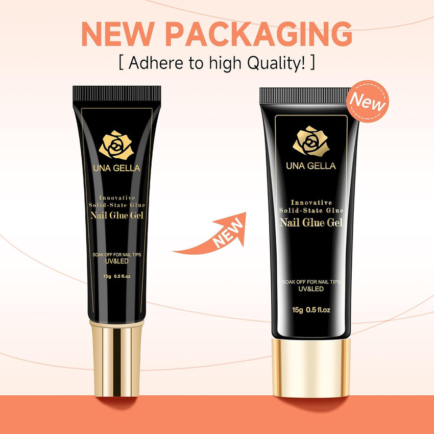 UNA GELLA Solid Nail Glue Gel 15ml Lamp Curing Needed Solid Soak Off U V/LED Lamp Required Super Strong Glue for Fake Acrylic Soft Gel Nail Tips Press On Nails Art Extension - 7DAY'S