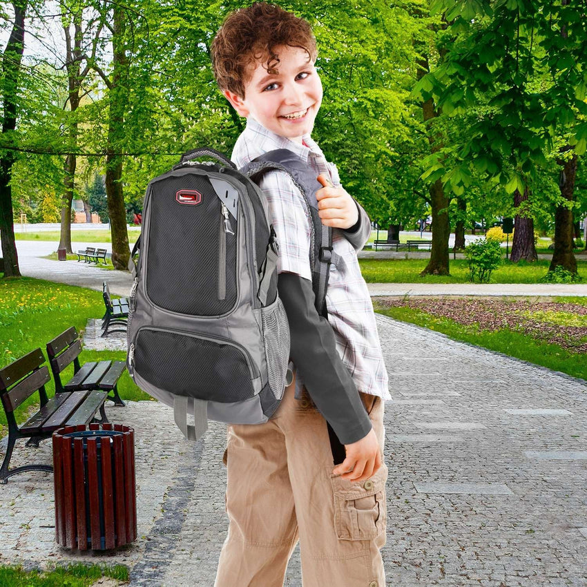 Unisex School Backpack Casual Travel Shoulder Bag W/ Adjustable Straps Dual - Water Bottle Pouch - 7DAY'S