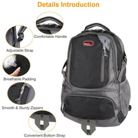 Unisex School Backpack Casual Travel Shoulder Bag W/ Adjustable Straps Dual - Water Bottle Pouch - 7DAY'S
