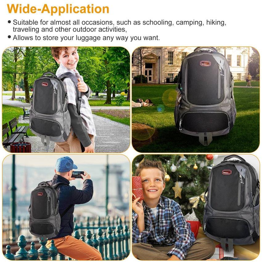 Unisex School Backpack Casual Travel Shoulder Bag W/ Adjustable Straps Dual - Water Bottle Pouch - 7DAY'S